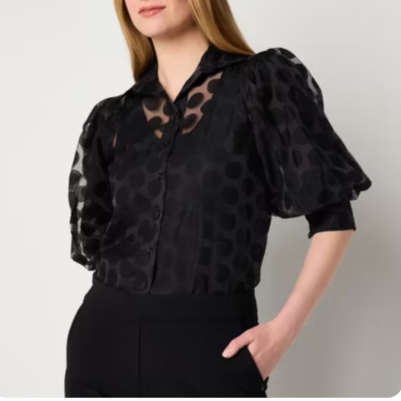 Garcia Polka Dot Puff Sleeve Button Blouse NWOT - Picture 14 of 17